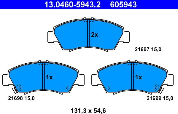 ATE 13.0460-5943.2 - Kit pastiglie freno, Freno a disco www.autoricambit.com