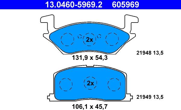 ATE 13.0460-5969.2 - Kit pastiglie freno, Freno a disco www.autoricambit.com