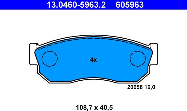 ATE 13.0460-5963.2 - Kit pastiglie freno, Freno a disco www.autoricambit.com