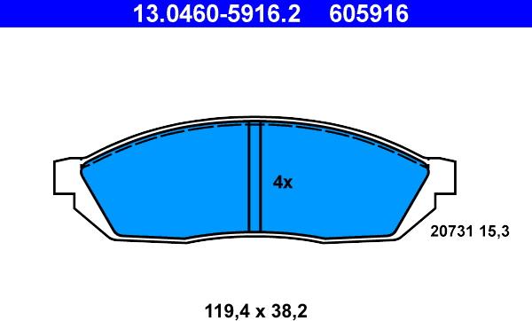 ATE 13.0460-5916.2 - Kit pastiglie freno, Freno a disco www.autoricambit.com