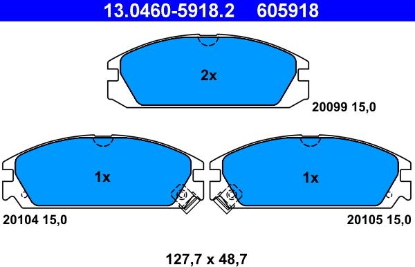 ATE 13.0460-5918.2 - Kit pastiglie freno, Freno a disco www.autoricambit.com