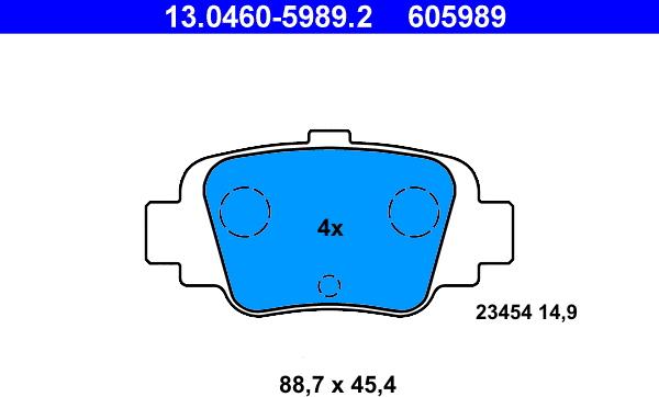 ATE 13.0460-5989.2 - Kit pastiglie freno, Freno a disco www.autoricambit.com