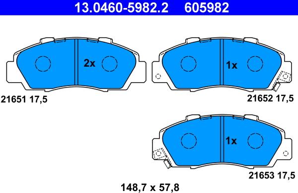 ATE 13.0460-5982.2 - Kit pastiglie freno, Freno a disco www.autoricambit.com