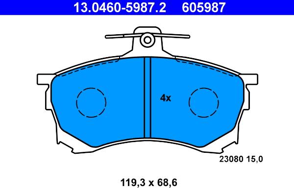 ATE 13.0460-5987.2 - Kit pastiglie freno, Freno a disco www.autoricambit.com