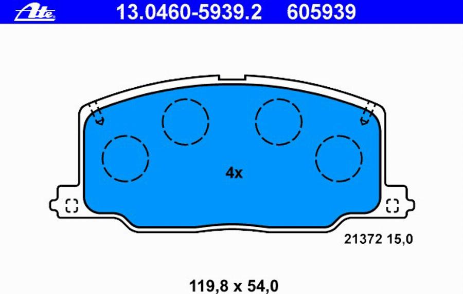 ATE 13.0460-5939.2 - Kit pastiglie freno, Freno a disco www.autoricambit.com