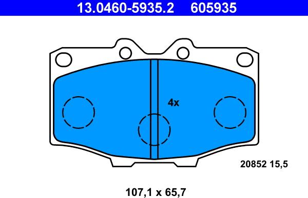 ATE 13.0460-5935.2 - Kit pastiglie freno, Freno a disco www.autoricambit.com