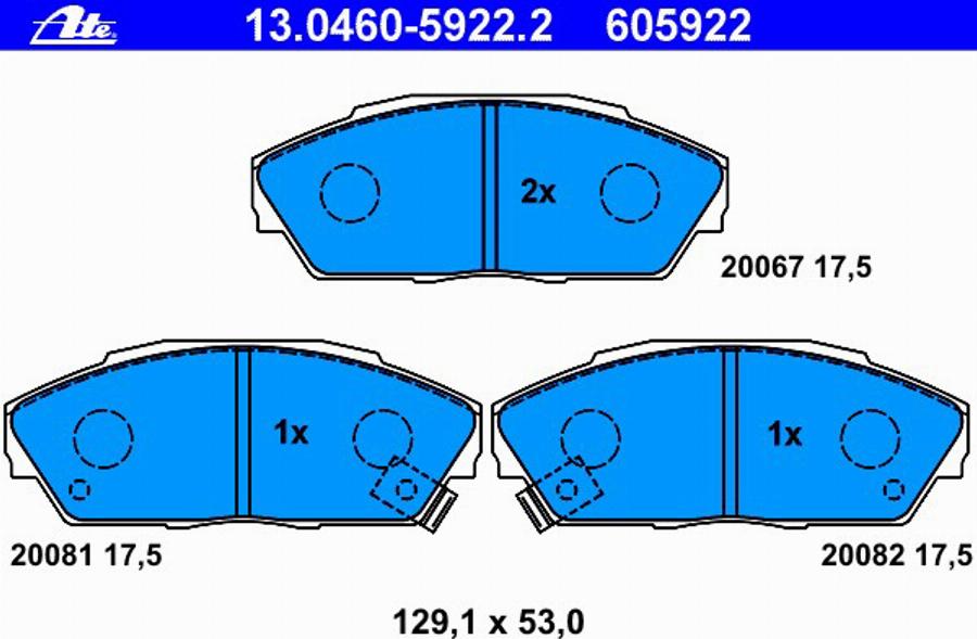 ATE 13.0460-5922.2 - Kit pastiglie freno, Freno a disco www.autoricambit.com