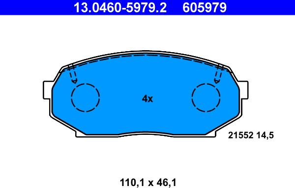 ATE 13.0460-5979.2 - Kit pastiglie freno, Freno a disco www.autoricambit.com