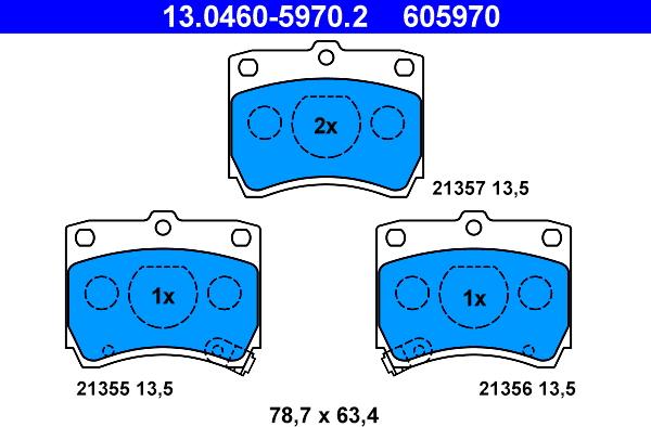 ATE 13.0460-5970.2 - Kit pastiglie freno, Freno a disco www.autoricambit.com