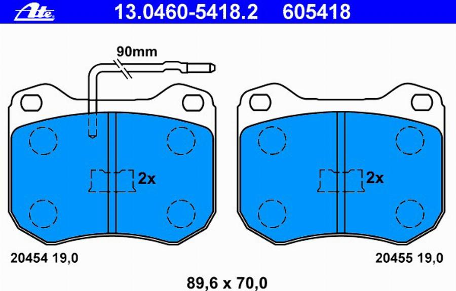 ATE 13.0460-5418.2 - Kit pastiglie freno, Freno a disco www.autoricambit.com