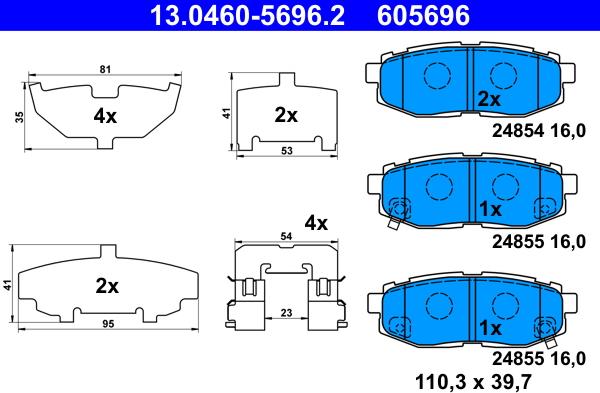 ATE 13.0460-5696.2 - Kit pastiglie freno, Freno a disco www.autoricambit.com