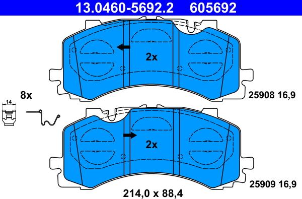 ATE 13.0460-5692.2 - Kit pastiglie freno, Freno a disco www.autoricambit.com