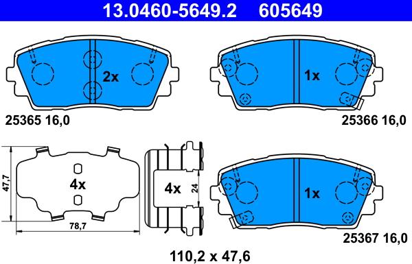 ATE 13.0460-5649.2 - Kit pastiglie freno, Freno a disco www.autoricambit.com