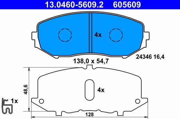 ATE 13.0460-5609.2 - Kit pastiglie freno, Freno a disco www.autoricambit.com