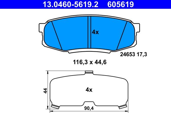 ATE 13.0460-5619.2 - Kit pastiglie freno, Freno a disco www.autoricambit.com