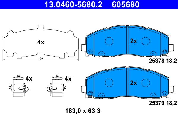 ATE 13.0460-5680.2 - Kit pastiglie freno, Freno a disco www.autoricambit.com