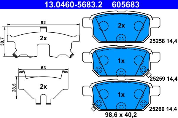 ATE 13.0460-5683.2 - Kit pastiglie freno, Freno a disco www.autoricambit.com