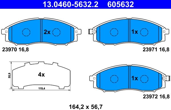 ATE 13.0460-5632.2 - Kit pastiglie freno, Freno a disco www.autoricambit.com