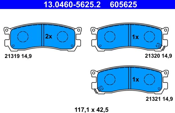 ATE 13.0460-5625.2 - Kit pastiglie freno, Freno a disco www.autoricambit.com