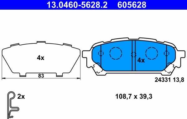 ATE 13.0460-5628.2 - Kit pastiglie freno, Freno a disco www.autoricambit.com