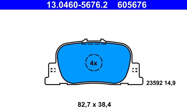 ATE 13.0460-5676.2 - Kit pastiglie freno, Freno a disco www.autoricambit.com