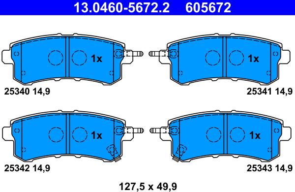 ATE 13.0460-5672.2 - Kit pastiglie freno, Freno a disco www.autoricambit.com