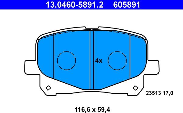 ATE 13.0460-5891.2 - Kit pastiglie freno, Freno a disco www.autoricambit.com