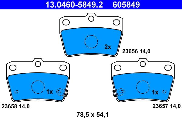 ATE 13.0460-5849.2 - Kit pastiglie freno, Freno a disco www.autoricambit.com