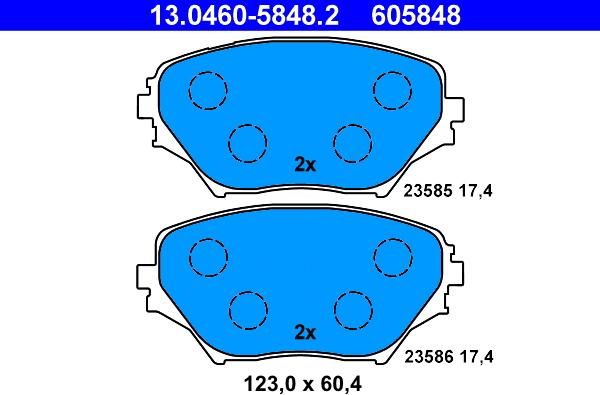 ATE 13.0460-5848.2 - Kit pastiglie freno, Freno a disco www.autoricambit.com