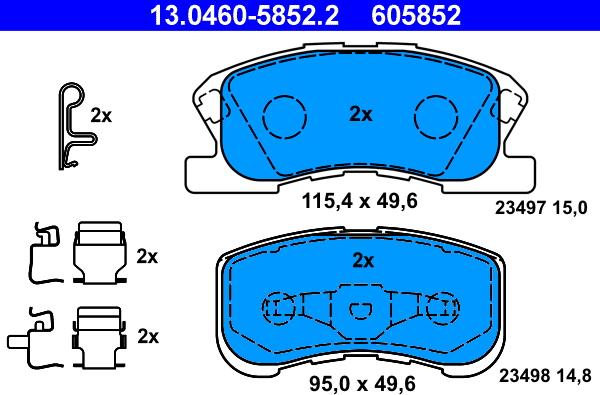 ATE 13.0460-5852.2 - Kit pastiglie freno, Freno a disco www.autoricambit.com