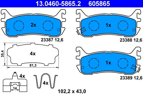 ATE 13.0460-5865.2 - Kit pastiglie freno, Freno a disco www.autoricambit.com