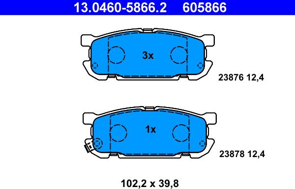 ATE 13.0460-5866.2 - Kit pastiglie freno, Freno a disco www.autoricambit.com