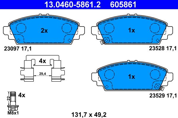 ATE 13.0460-5861.2 - Kit pastiglie freno, Freno a disco www.autoricambit.com