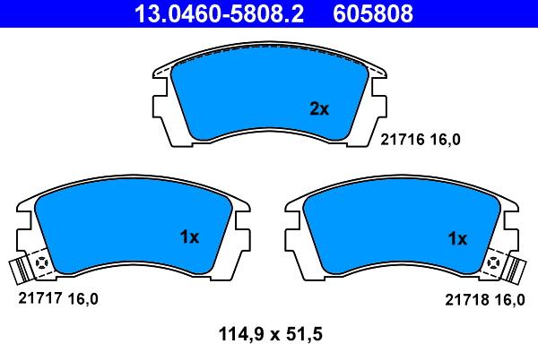 ATE 13.0460-5808.2 - Kit pastiglie freno, Freno a disco www.autoricambit.com