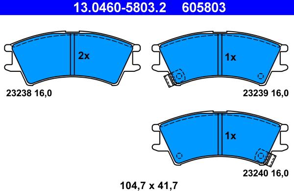 ATE 13.0460-5803.2 - Kit pastiglie freno, Freno a disco www.autoricambit.com