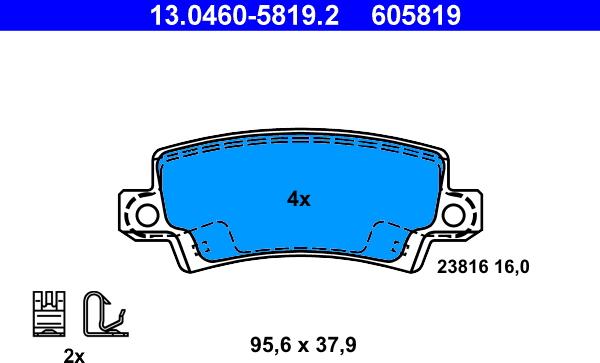 ATE 13.0460-5819.2 - Kit pastiglie freno, Freno a disco www.autoricambit.com