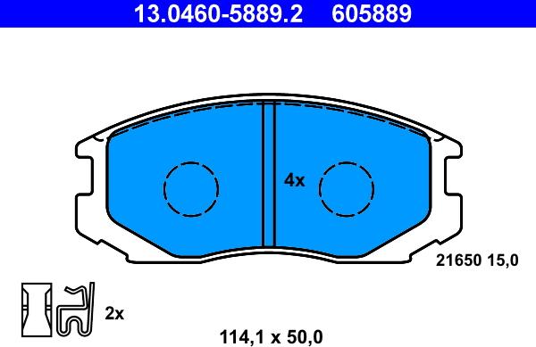 ATE 13.0460-5889.2 - Kit pastiglie freno, Freno a disco www.autoricambit.com