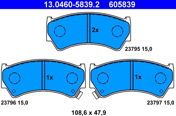 ATE 13.0460-5839.2 - Kit pastiglie freno, Freno a disco www.autoricambit.com