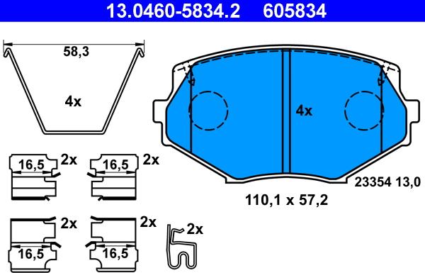 ATE 13.0460-5834.2 - Kit pastiglie freno, Freno a disco www.autoricambit.com