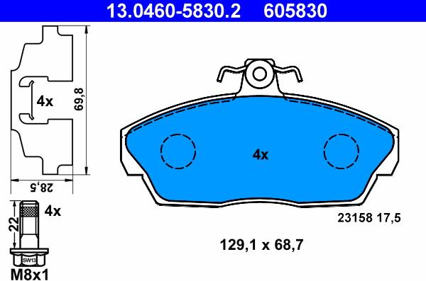 ATE 13.0460-5830.2 - Kit pastiglie freno, Freno a disco www.autoricambit.com