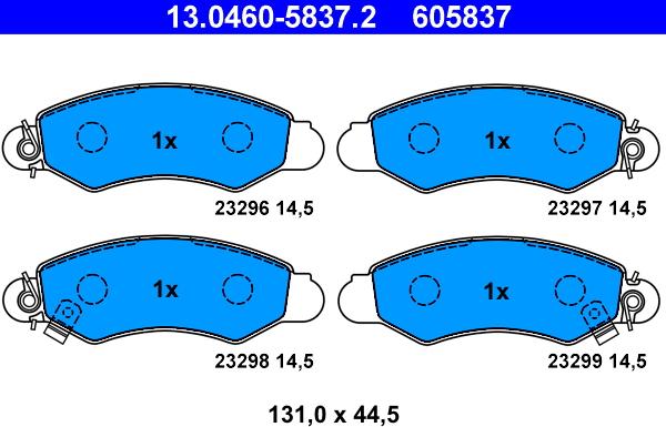 ATE 13.0460-5837.2 - Kit pastiglie freno, Freno a disco www.autoricambit.com