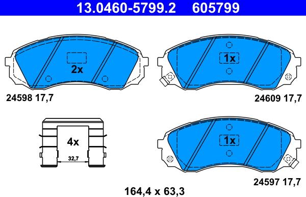 ATE 13.0460-5799.2 - Kit pastiglie freno, Freno a disco www.autoricambit.com