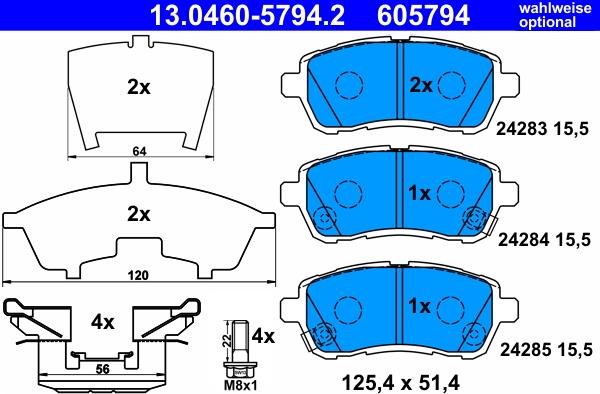 ATE 13.0460-5794.2 - Kit pastiglie freno, Freno a disco www.autoricambit.com