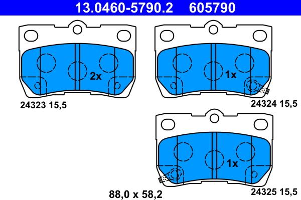 ATE 13.0460-5790.2 - Kit pastiglie freno, Freno a disco www.autoricambit.com