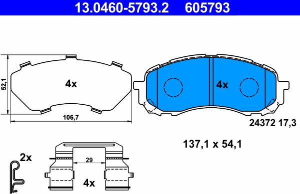 ATE 13.0460-5793.2 - Kit pastiglie freno, Freno a disco www.autoricambit.com