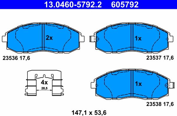 ATE 13.0460-5792.2 - Kit pastiglie freno, Freno a disco www.autoricambit.com