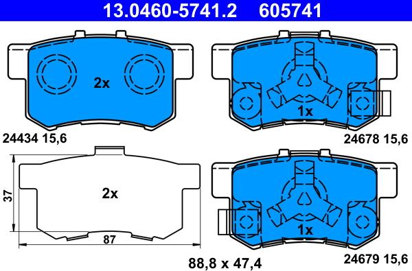 ATE 13.0460-5741.2 - Kit pastiglie freno, Freno a disco www.autoricambit.com