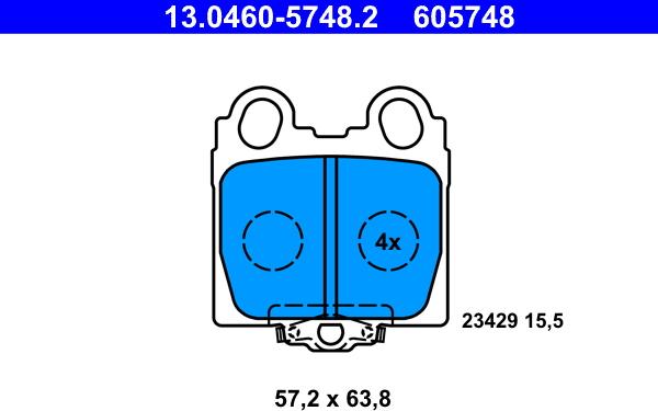 ATE 13.0460-5748.2 - Kit pastiglie freno, Freno a disco www.autoricambit.com