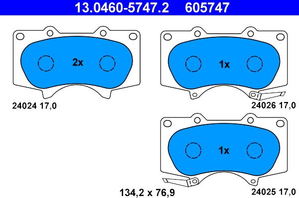 ATE 13.0460-5747.2 - Kit pastiglie freno, Freno a disco www.autoricambit.com