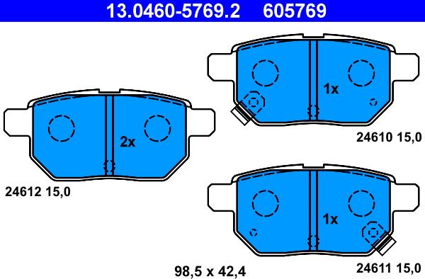 ATE 13.0460-5769.2 - Kit pastiglie freno, Freno a disco www.autoricambit.com